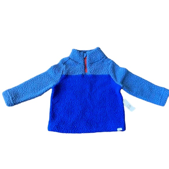 Baby Gap Blue Fuzzy 1/4 zip up sherpa long sleeve pullover sweater NEW - Picture 1 of 4